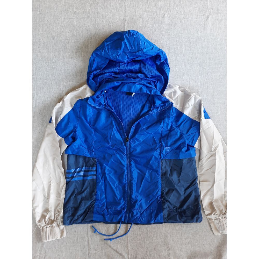 Adidas Women Medium Lightweight Convertible Scuba Style Hoodie Vent Jacket Blue
